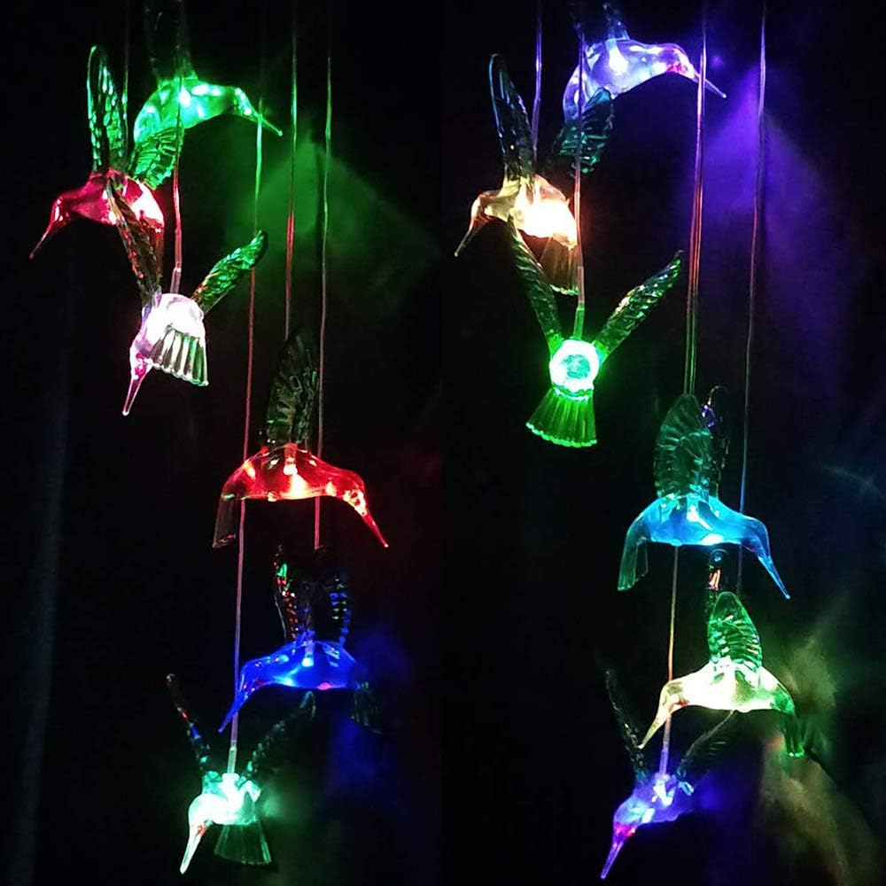 LED Hummingbird Solar Wind Chimes Light Outdoor Hanging - Waterproof Mobile Romantic Solar Powered Changing Color Xmas Gifts Wind Chimes for Home, Party, Festival, Night Garden Decoration(Blackboard) : Garden & Outdoor