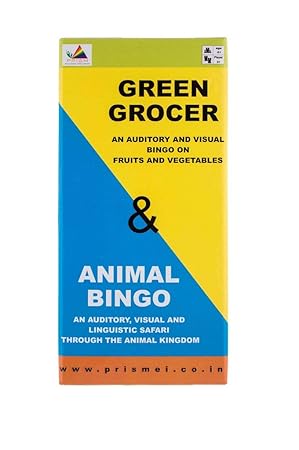 Prism Edutives Animal And Green Grocer Two Level Pictorial On Animal Facts And Fruits And Vegetables Bingo (Blue and Green)