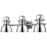 Golden Lighting 3602-BA3 CH Duncan Bath Vanity, Chrome with Chrome Shades