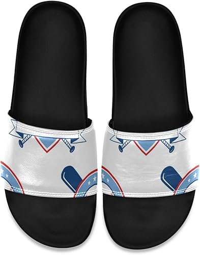 Amazon.com | Lianmei Men's Shower Slides Baseball Banners Vector Slide Sandal, Slippers, Sandals 