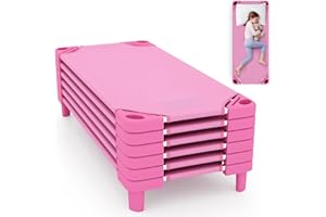 KOTEK Stackable Sleeping Daycare Cots for Kids, Portable Toddler Nap Cots, 52" L x 23" W, Ready-to-Assemble, Space-Saving Chi