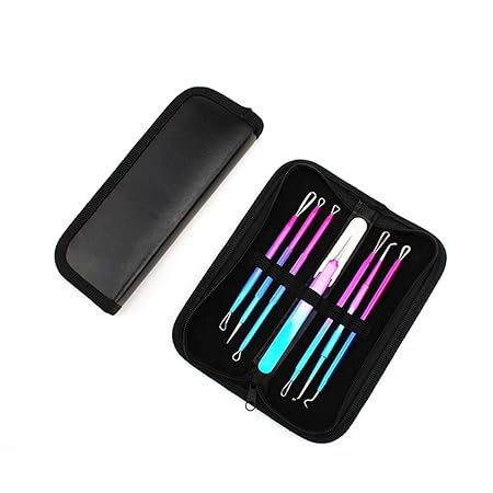 JOLIFILE 7 Stücke Mitesser Entferner Extractor Pinzette Werkzeug, Akne Pickel Extractor Mitesser Removal Tools Kit Behandlung