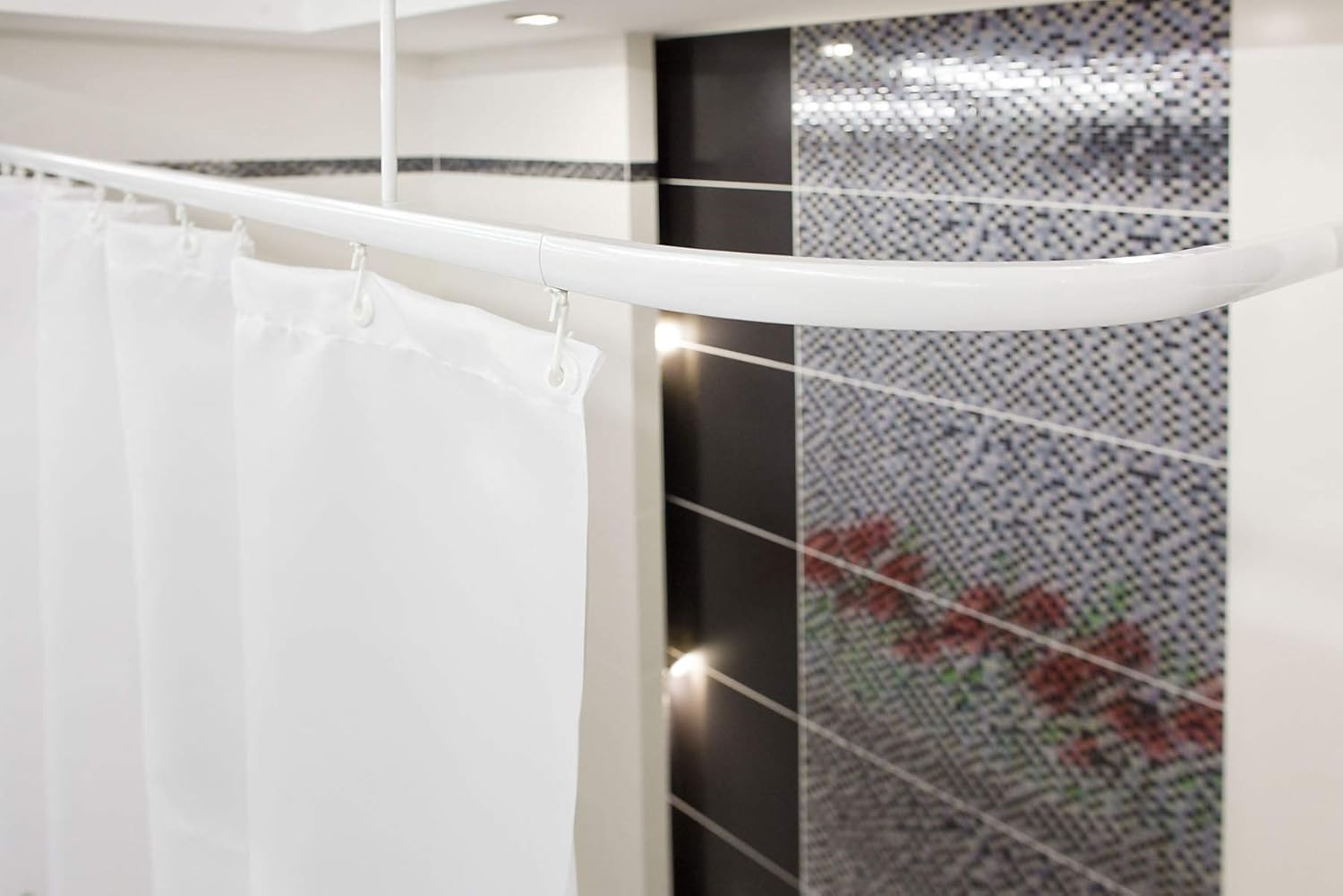 New White Shower Curtain Rail Rod L Or U Shape Corner Pole Track