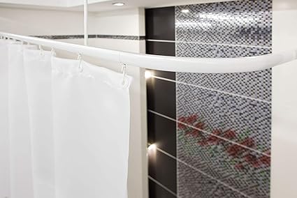 New White Shower Curtain Rail Rod L Or U Shape Corner Pole Track