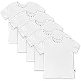 HonestBaby Unisex-Baby 5-Pack Short Sleeve T-Shirts 100% Organic Cotton Baby, Toddler, Little Kid, Boy, Girl, Unisex