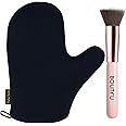 2 Pack Self Tanning Mitt Applicator Kit Set, Self Tanning Glove and Self Tanner Flat Top Brush, Tan Applicator for Sunless Self Tan (Black)