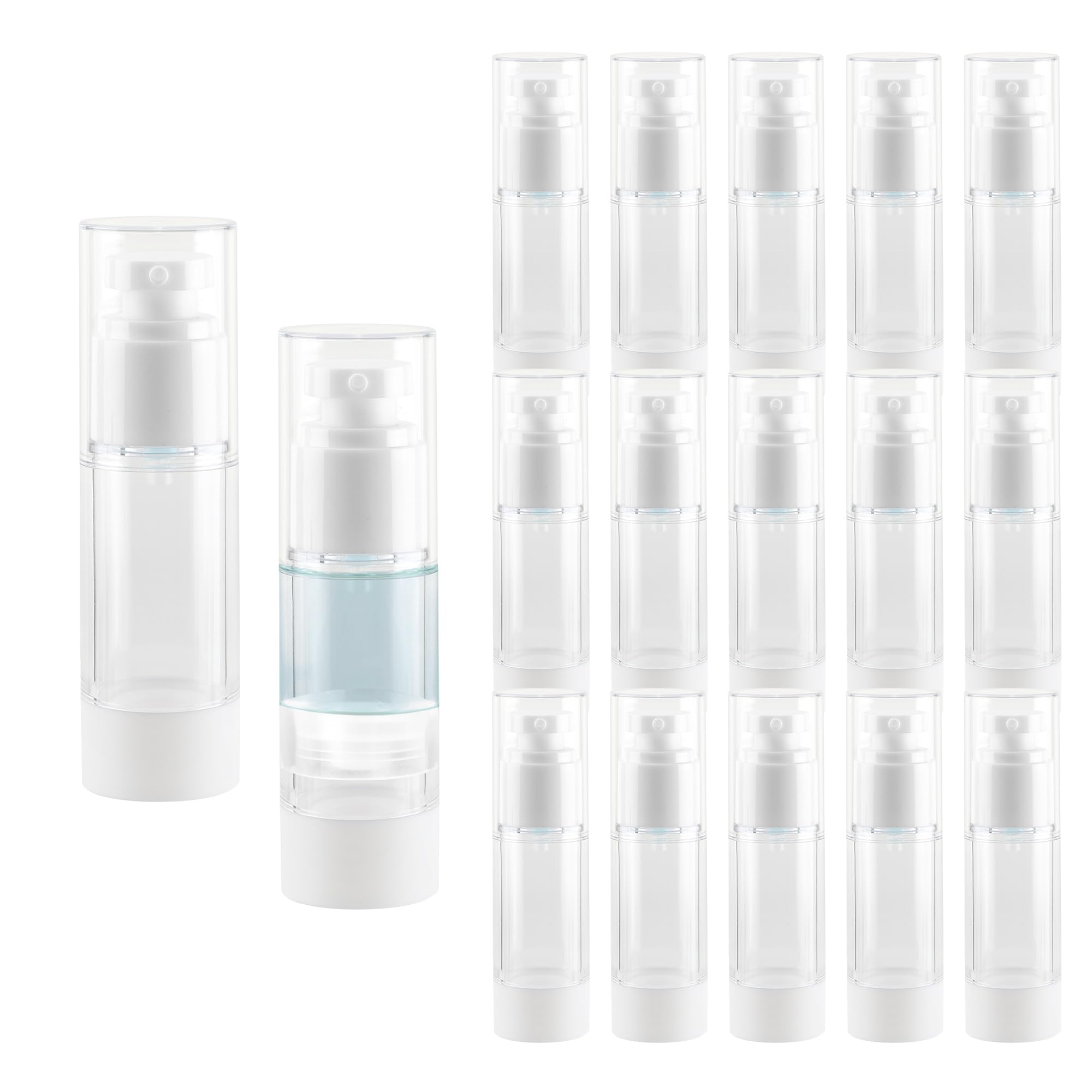 Photo 1 of 1OZ/30ML Clear Airless Pump Bottles, Lotion Dispenser Travel with Pump, Vacuum Plastic Travel Size Lotion Bottle for Foundation, Creams, Cosmetic(18 Pack)