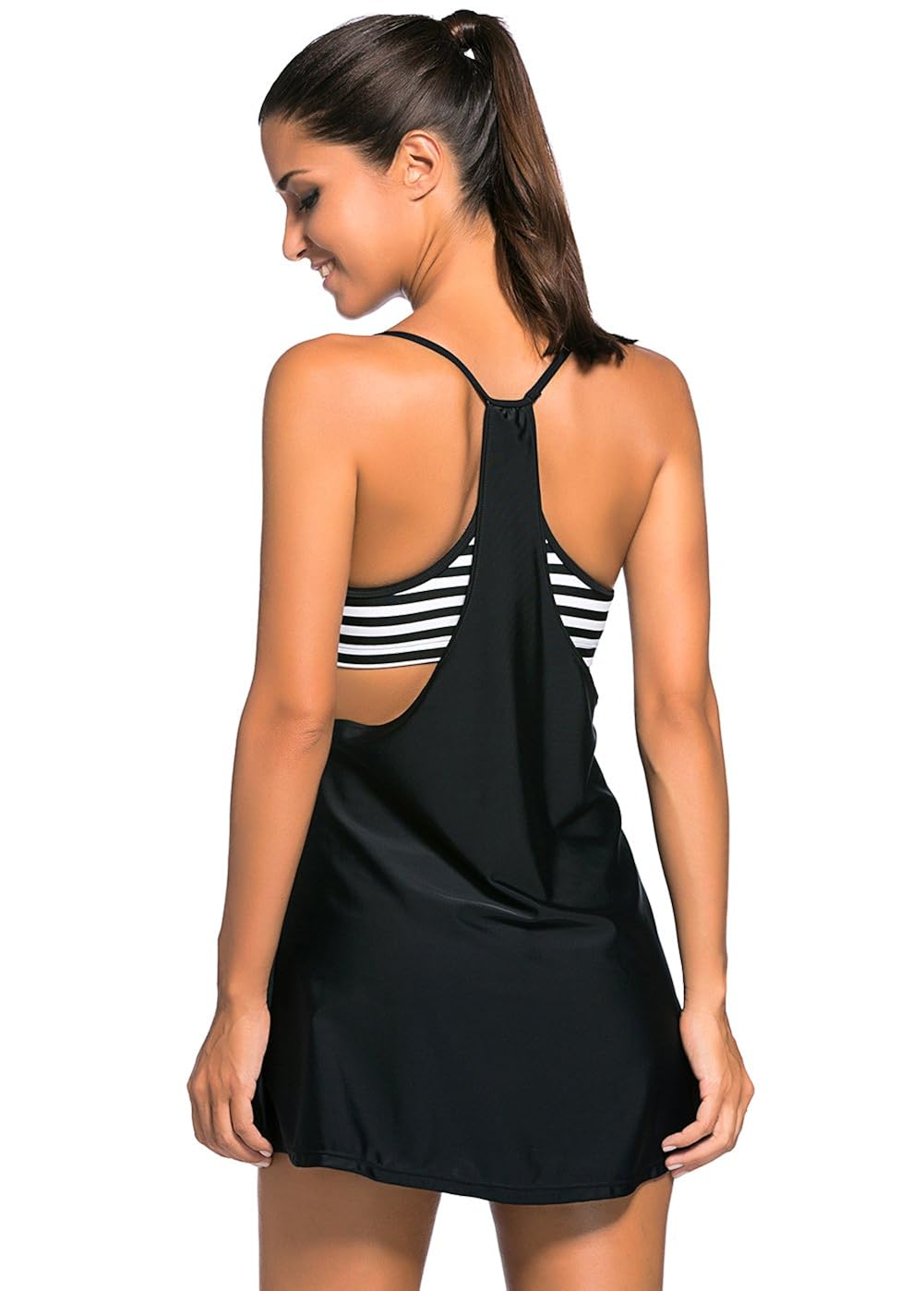 findakera by fasnoya black layered swim dress