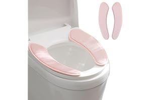 Iensen Thick and Warm Toilet Seat Cushion Cover - with Sticky Toilet Seat Cushion - Washable and Reusable Mat for Winter - Double Flap Separation, TPR Back Adhesive, Soft and Protective (Pink)