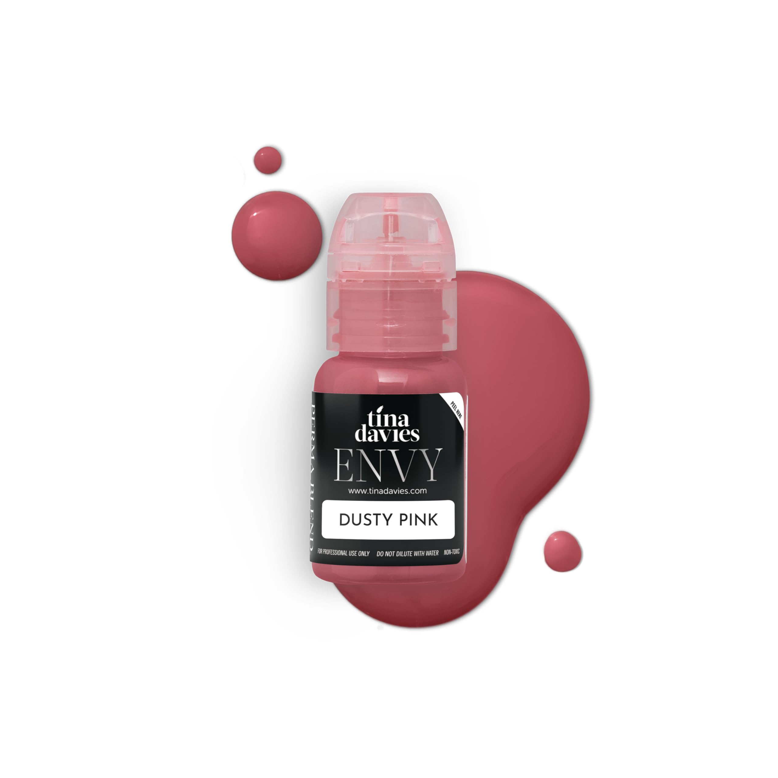Tina Davies Professional Envy & Lust Lip Pigments - Permanent Lip Makeup - Colors Heal True to Tone - High Retention - Envy Dusty Pink, 1/2oz/15ml Bottle