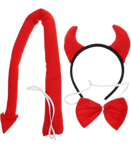 Bandeau Cornes De Diable Halloween - Rouge Et Noir, Avec Plumes, Pour Enfants Et Adultes