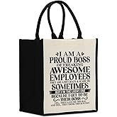 Boss Lady Gifts for Women, Cool Boss Gifts for Women Manager Leader Supervisor Leadership Appreciation Birthday Christmas, Black Waterproof Tote Bag Boss Day Funny Work Shopping Reusable Grocery Bags