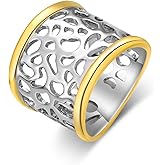 Aprilery Gold and Silver Rings for Women, Fashion Two Tone Statement Cable Ring Gold Knot Criss-Cross Vintage Mixed Metal Band Jewelry for Her