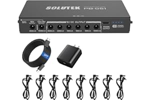 Solutek Rechargeable Guitar Pedal Power Supply | 12800 High-Current 2000mA 9V 12V 18V 5V for Pedal Board and More Devices | Compact Convenient Quiet Powerful Model PB-051