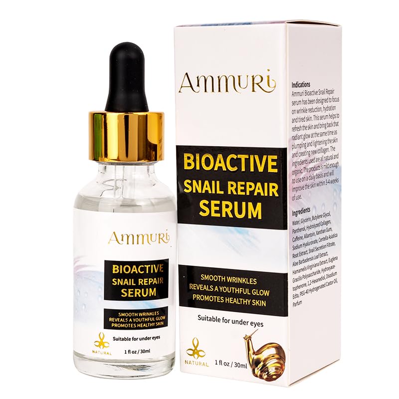 Ammuri Snail 96 Mucin Essence Serum – 96% Snail Secretion Filtrate, Hydrating Korean Skincare for Skin Repair, Smoothing & Radiant Complexion – 30g