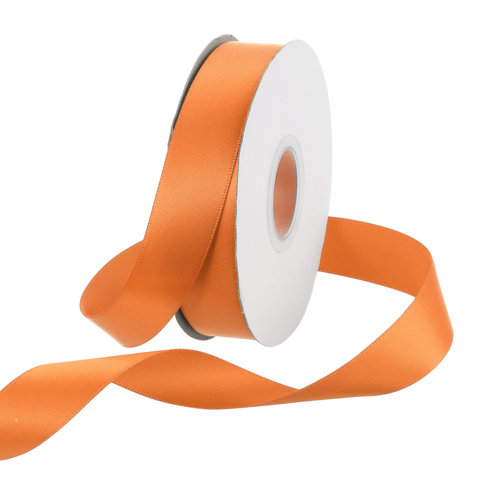 Rebower 20mm Satin Ribbon 46m Thick Double Face Grosgrain Silk Ribbon, [for Gift Wrapping, Hair Bows, Wedding, Cake, Flower] - 50 Yard/150ft/ Orange