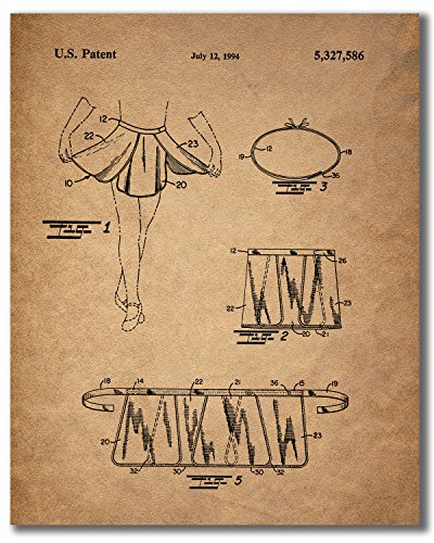 Ballet Dance Patent Prints - Set of Four 8x10 Vintage Wall Art Decor Photos Slipper Leotard Tutus Bar