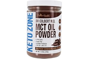 Divine Health Dr. Colbert's Keto Zone MCT Oil Powder | Dutch Chocolate Flavor | 70% C8 | 30% C10 | All Natural Keto Approved for Ketosis | 0 Net Carbs | Gluten Free | 30 Day Supply | 348g |