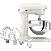 KitchenAid 5.5-Qt Bowl-Lift Stand Mixer, KSM55SXXX, Porcelain White | 11 Mixing Speeds, Includes Flat Beater, Dough Hook, Wir