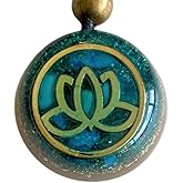 Orgone Necklace Lotus Flower Crystals and Healing Stones - SBB Coil Protection Orgonite Pendant - Turquoise, Moonstone, Rose Quartz, Amulet, Yoga Meditation, Woman Handmade, Arte Orgones