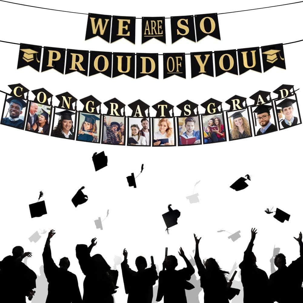 2020 Graduation Banner and Graduation Picture Banner 2020 Graduation Party Decorations Supplies (2 Pcs)