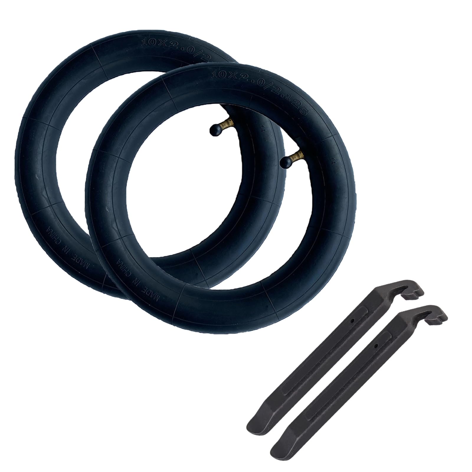 Two sets of butyl hoses, 10±2.125 black hoses, with two silver tires unloading rods and replacement of electric scooter balance car tires