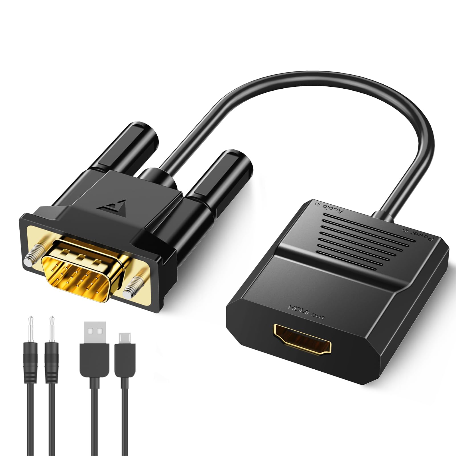 Photo 1 of FOINNEX VGA to HDMI Adapter, 1080P Converter with USB Audio from Old Computer/Laptop/Desktop/PC VGA Source to HDMI HDTV/Monitor/Projector/Displayer, 1.5FT