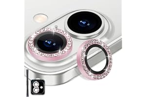 Rayorcon Camera Lens Protector for iPhone 16 & iPhone 16 Plus, Tempered Glass Lens Protector Aluminum Alloy Ring Camera Cover Fits for iPhone 16/iPhone 16 Plus (Diamond Pink)