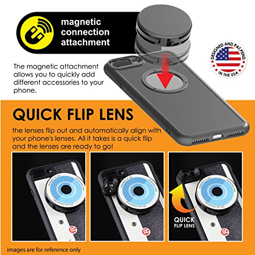 Ztylus Designer Revolver M Series Camera Kit: 6 in 1 Lens with Case for iPhone 7 Plus/8 Plus - 2x Telephoto Lens, Macro, Super Macro Lens, Wide Angle Lens (Retro Camera)