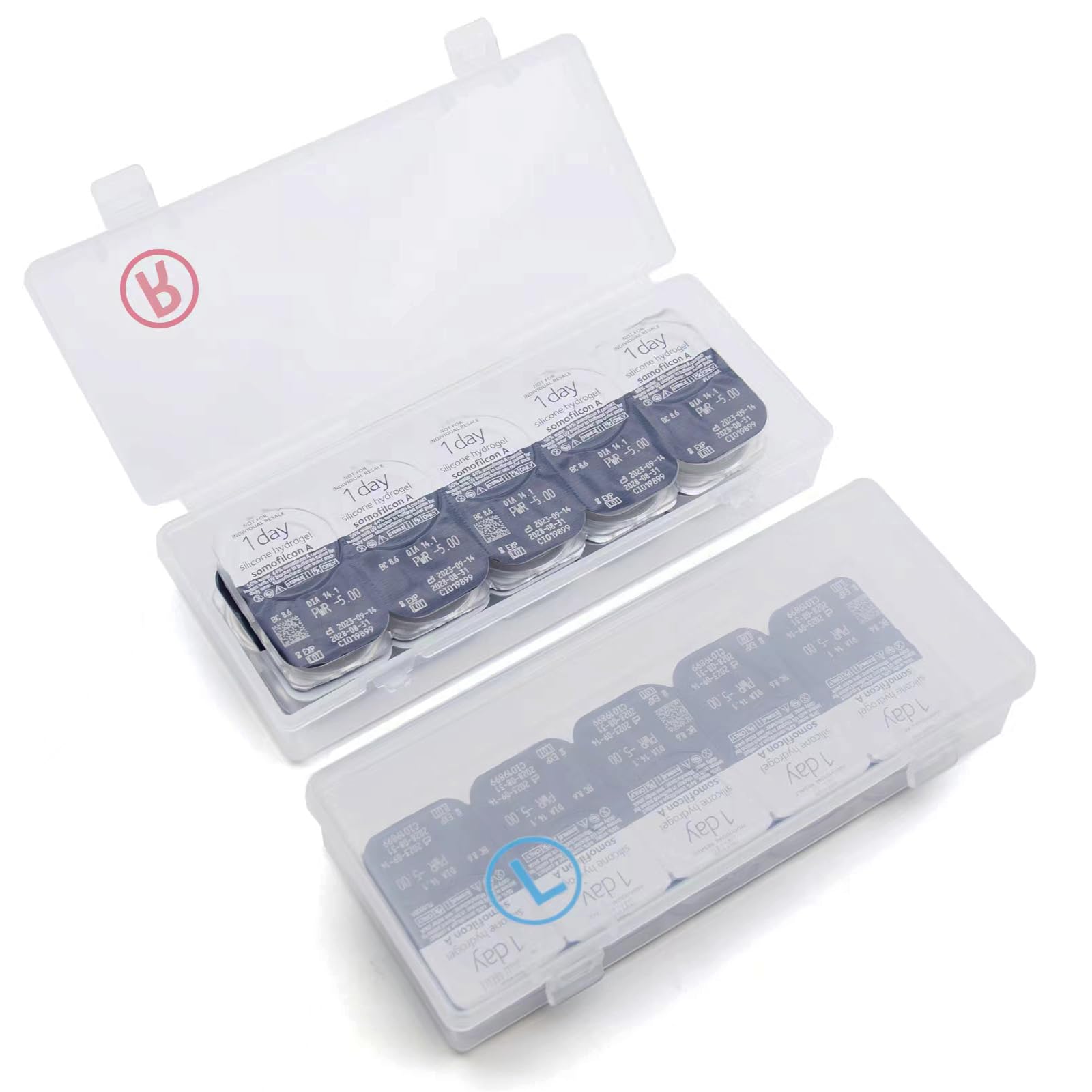 Photo 1 of 2 Pack Contact Lens Organizer Case,Each Hold 20 PCS, Total Hold 40 PCS, Portable Storage Case for Disposable Daily Contact Lenses, Storage Case with Labeled R&L for All Brand Cosmetic Contact Lens