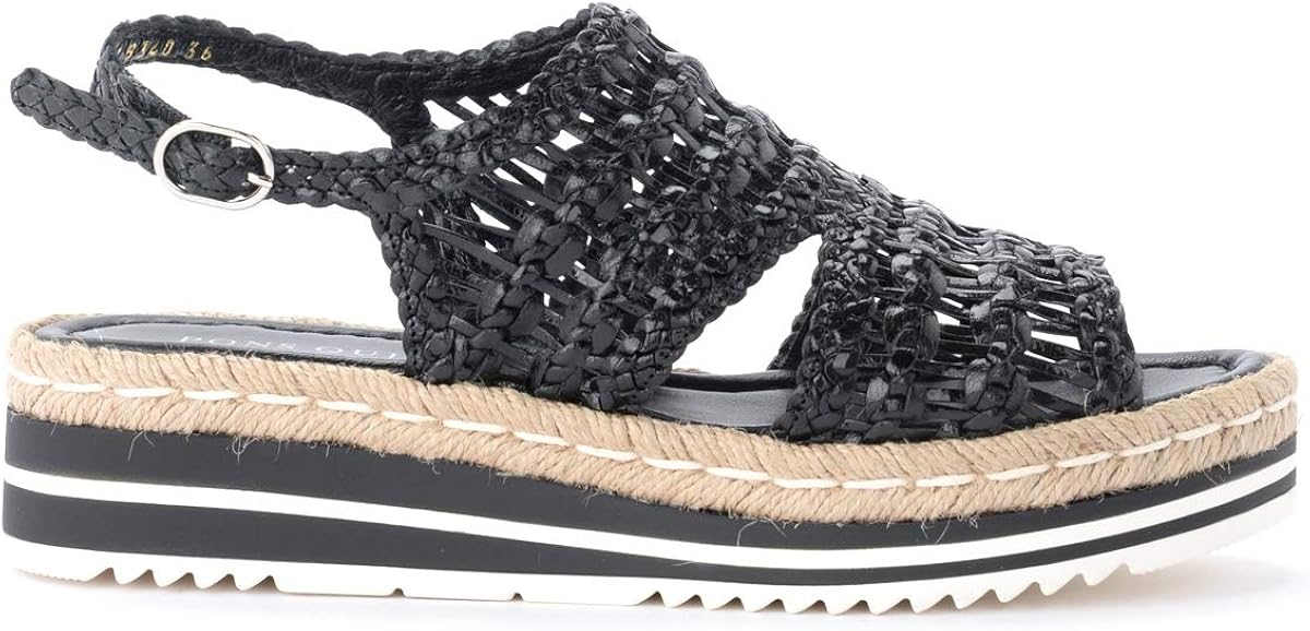 Sandalia Pons Quintana de Piel entrelazada Negra Amazon.es Zapatos y