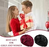 ACWOO Satin Bonnet Wrap 2 Pcs Silk Night Cap with Elastic Band Hair Care view 8