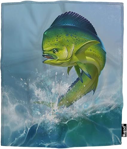Amazon Co Jp Mugod イルカ 魚 ブランケット マヒマヒ オーシャン ドラド 美しいトロピカル野生動物 ファジー ソフト 快適 暖かいフランネル スローブランケット 大人 子供 レディース メンズ ガールズ ボーイズ 60x80インチ ホーム キッチン