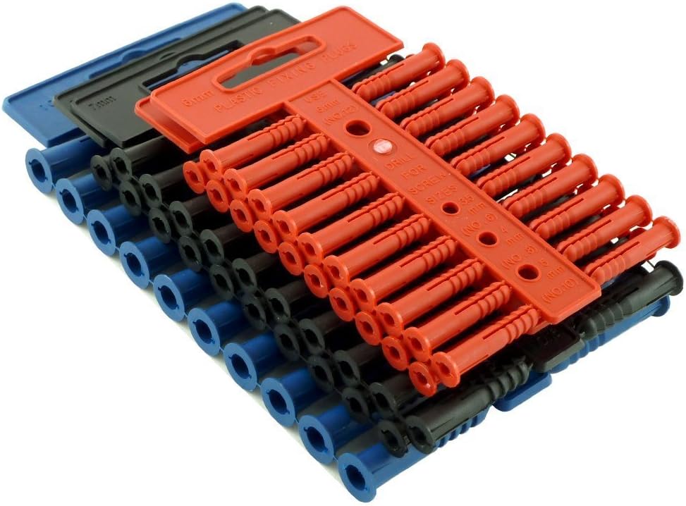80 Raw Plugs Set/Wall Plugs - 80 Plugs in 4 Sizes - Fixing Plugs Available In Convenient Sizes