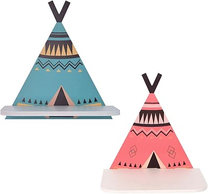 Nacnic Set mit 2 Holzwandregalen im nordischen Stil. Tipi-förmige