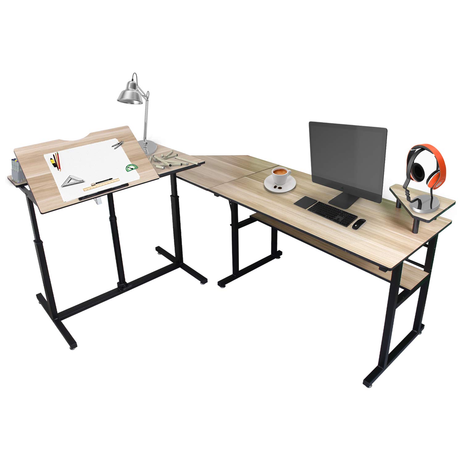 Best l shape gaming desk with shelves