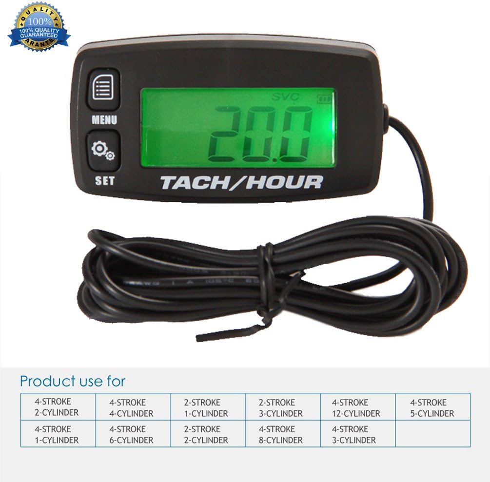 Engine Hour Meter Boat Inductive Tachometer Gauge Backlit Digital Resettable Tacho hour meters for Motorcycle Marine Glider ATV Snow Blower Lawn Mower jet ski pit bike - Image 3