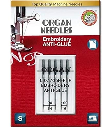 Aghi Da Ricamo Organ Anti-Glue | 75/11 | Per Macchine Da Cucire | Rivestimento Speciale
