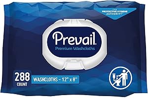 Prevail Premium Adult Wipes | Lotion Enriched & SkinSmart | Press Open Lid | 12" x 8" | 288 Wipes