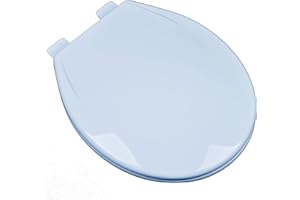 Bath Décor 2Q1R6-40 Builder Grade Slow Close Plastic Toilet Seat with Vari-Adjust Lok-Down R'N'C Hinge and Quik-Lok Mounting Hardware, Round, Dresden Blue