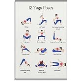 CZOURPVU Yoga Pose Poster 12 Essential Yoga Poses Canvas Wall Art Aesthetic Decorative Painting Living Room And Hotelsstyle 12x18inch(30x45cm)