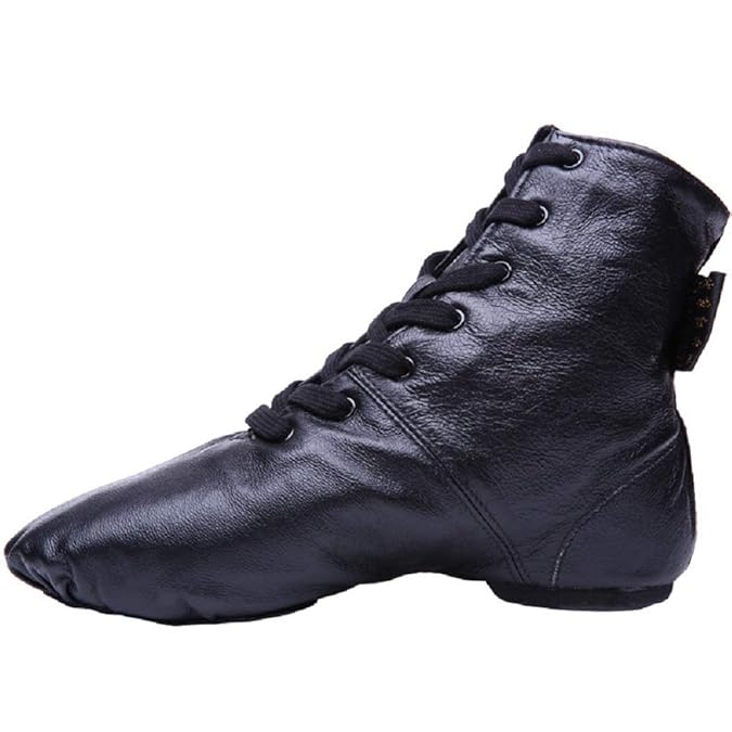 Professionelle Jazz Dance Schuhe, hochwertige Leder schwarz High-Top-Jazz-Stiefel für Männer Frauen