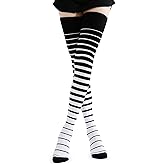 Kayhoma Extra Long Gradient Zebra Stripe Thigh High Socks Over the Knee High Socks