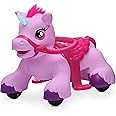 Kidzone 12V Unicorn Ride On Horse Toy for Toddlers 1.5-3 Years Old, Interactive Kids Electric Riding Gift w/Carrot Toy, Comb and Funny Animal Sounds, Purple