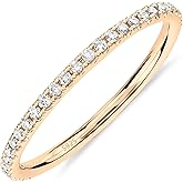 PAVOI 14K Gold Plated Solid 925 Sterling Silver CZ Simulated Diamond Stackable Ring Eternity Bands for Women