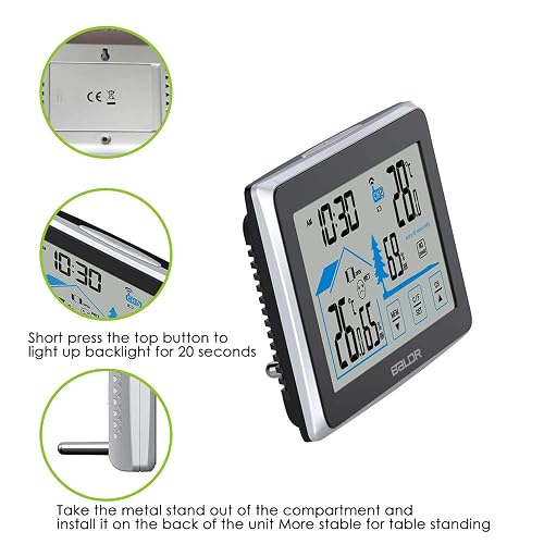 BALDR B0217TH Digital Thermo-Hygrometer – Indoor Temperature Humidity Gauge – LCD Display – Magnet/Stand/Hang