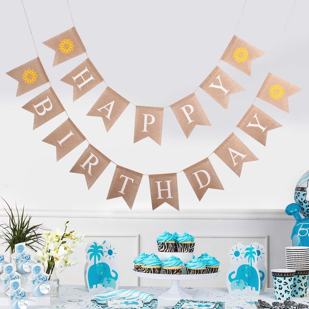 Nuobesty Joyeux Anniversaire Banniere Toile De Jute Banniere Pour La Decoration De Fete Danniversaire Guirlandes Cotillons Et Confettis Jeux Et Jouets Eng Bouldermicrofinance Org