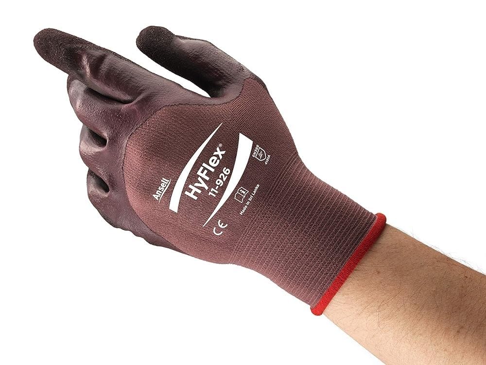 Ansell HyFlex 11-926 Oil-repellent Gloves, Mechanical Protection, Purple, Size 10 (12 Pairs)