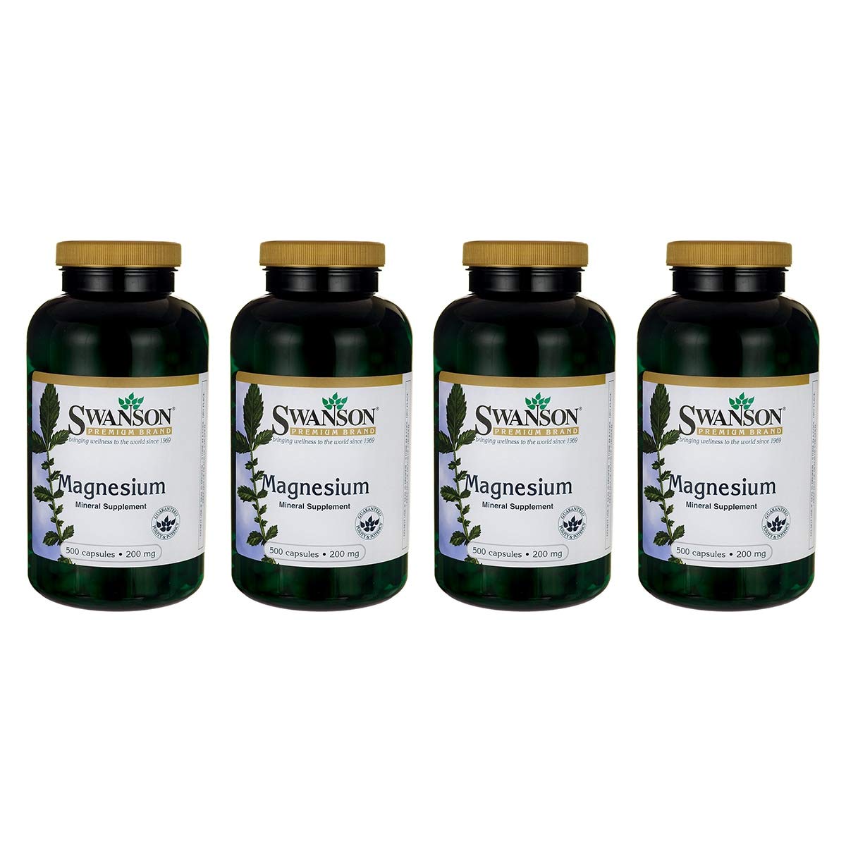 Swanson Magnesium 200 Milligrams 500 Capsules (4 Pack)