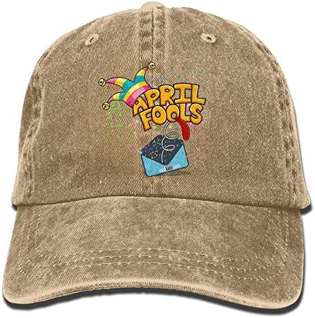 Johnflick Unisex Denim Hats,happy April Fools Day,sports Cap,baseball Hats, Washed Denim Polo Style Baseball Cap Hat